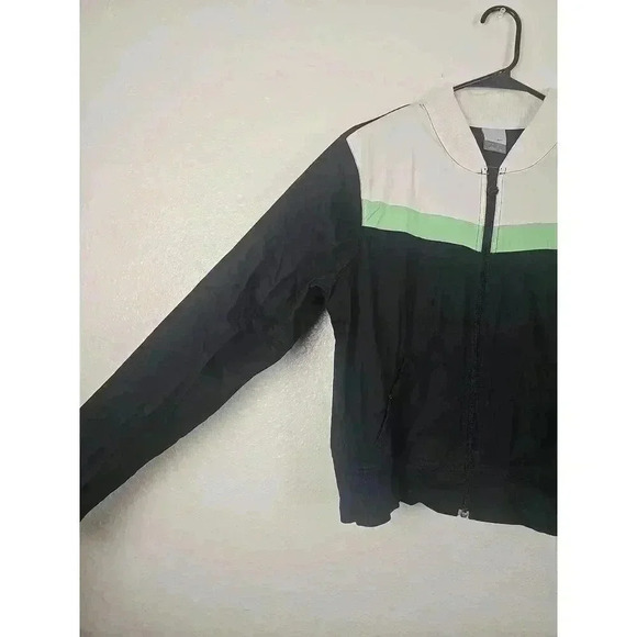 Nike Black White Green Zip Up Play Up Track Jacket Womens Large - Picture 2 of 9